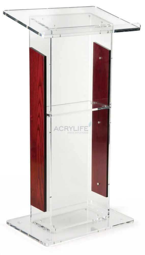 Bục phát biểu mica Acrylife kết hợp gỗ đỏ Mahogany ảnh 2