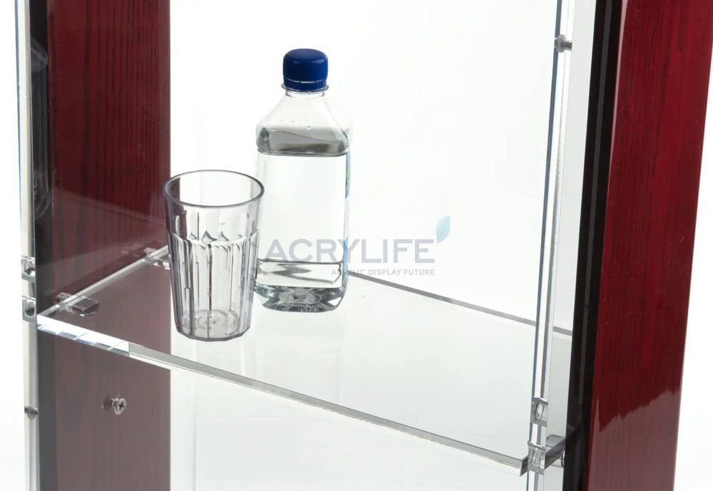 Bục phát biểu mica Acrylife kết hợp gỗ đỏ Mahogany ảnh 3
