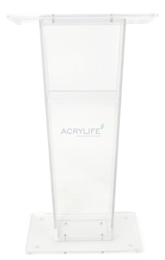 Bục phát biểu mica Acrylife – thiết kế thuôn hiện đại, có kệ bên trong ảnh 2