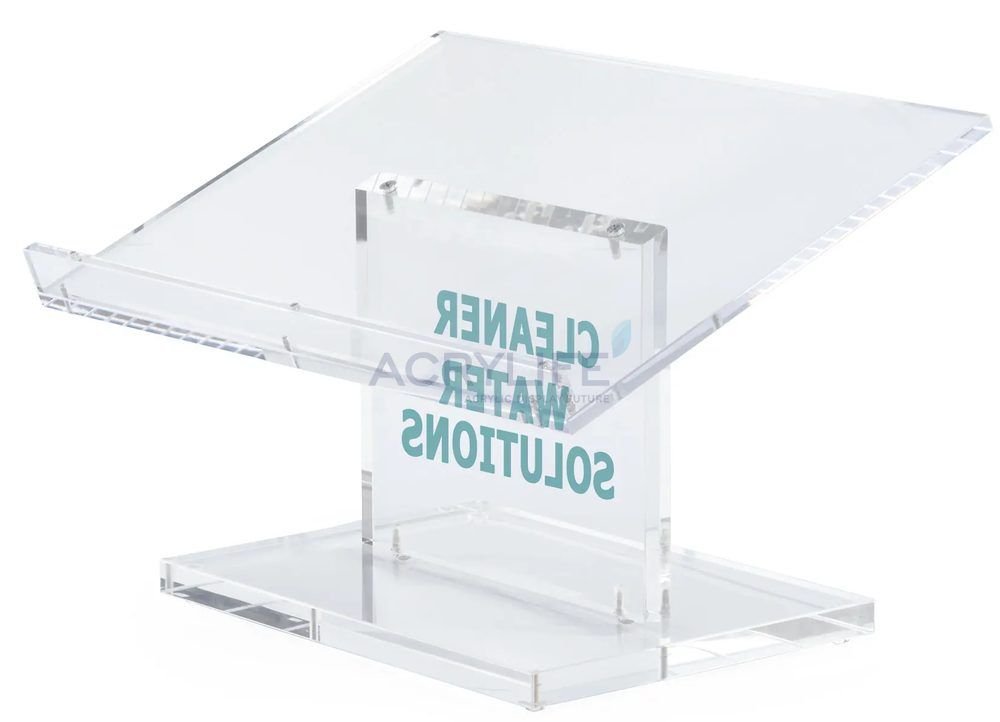 Bục phát biểu mica Acrylife để bàn trong suốt, in logo vinyl tùy chỉnh ảnh 2