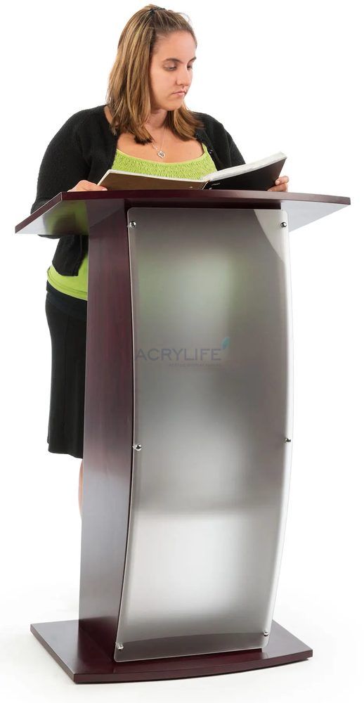 Bục phát biểu mica Acrylife mờ – veneer gỗ màu gụ ảnh 2