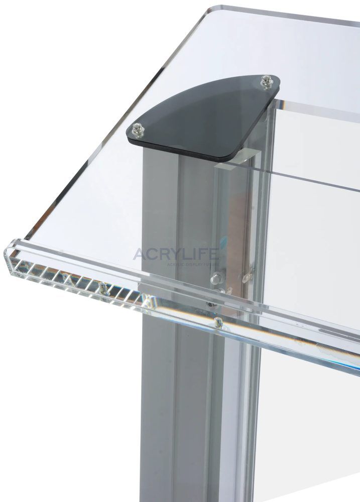 Bục phát biểu mica Acrylife – khung nhôm, mặt trước mica mờ (màu bạc) ảnh 2