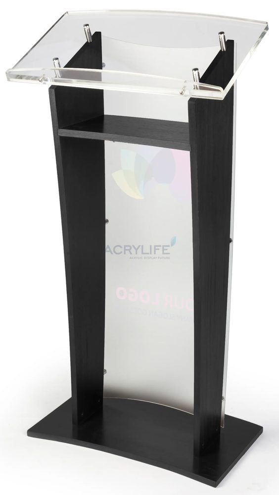 Bục phát biểu mica Acrylife – in UV toàn màu, panel trong suốt